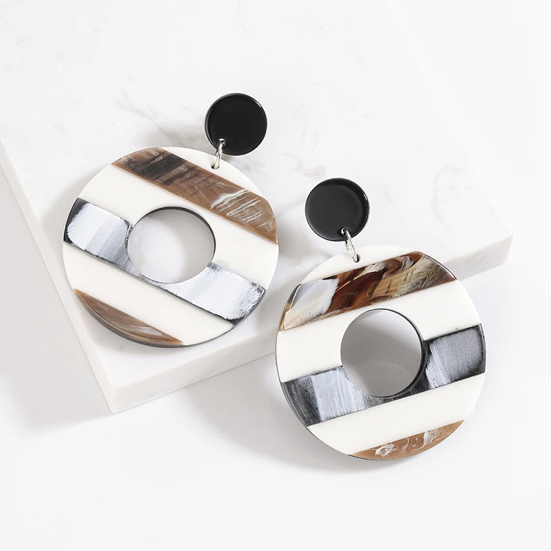 Женские акриловые серьги в полоску простые богемные элегантные стиле ретро 2021 |