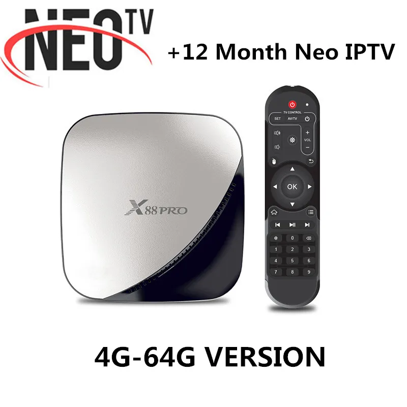 Золотой X88 pro Android 9,0 ТВ приставка 4G 64G+ 1 год NEO pro французская IP tv подписка 4K HDR приставка USB 3,0 Поддержка 3D фильма ОТТ ТВ приставка - Цвет: Золотой