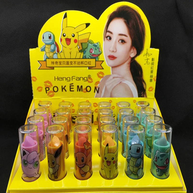 Милая губная помада Pokemon, воск, бальзам для губ, Увлажняющая губная помада, макияж, волшебный цветной бальзам для губ, 6 различных ароматов