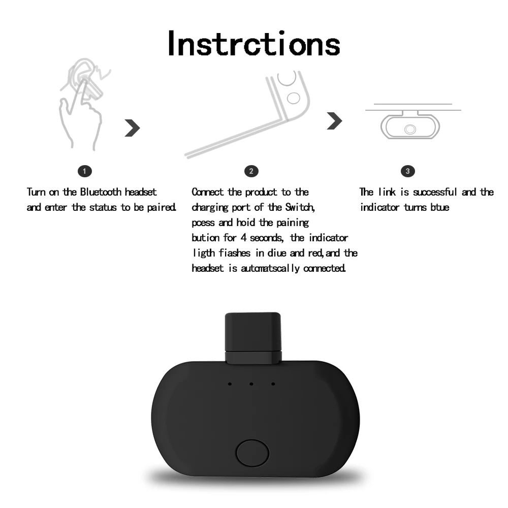 B26 Type-C Wireless Audio Adapter for Nintendo Switch&ampPC DualLink Support Bluetooth4.2 Transmitter No Sound Lag and Easy To Pair |