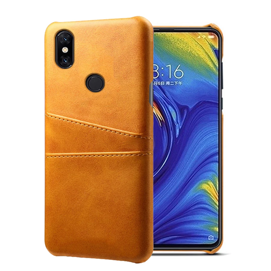 Роскошный кожаный держатель для карт, чехлы для телефонов Xiaomi MAX 2 3 Pro MIX 2S 3 Note 2 3 6 Pro Play MAX2 MAX3 MIX2S MIX2 MIX3 - Цвет: Оранжевый