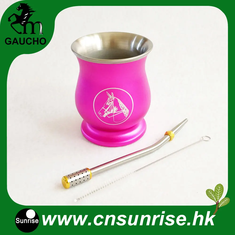 MB005-165 1 компл./лот деликатная Аргентина хороший Yerba мате Калабаш тыквы с двойными стенками теплоизоляция и Bombilla соломы и Чистящая Щетка - Цвет: MB005-165