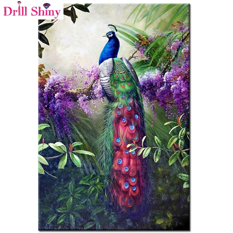 Новая вышивка бриллиантами 3D с изображением павлина.