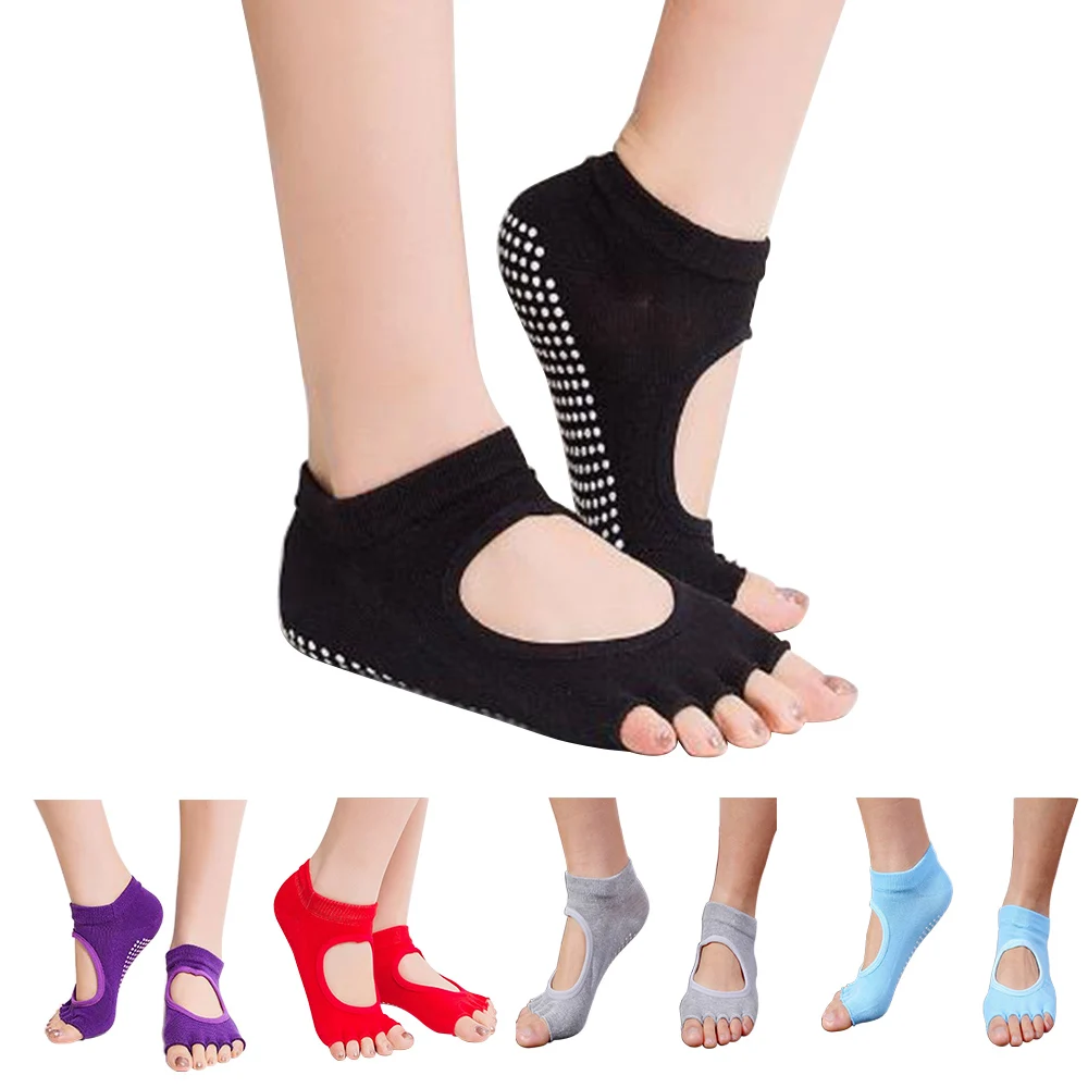 Женские хлопковые носки для занятий йогой и пилатесом с пятью пальцами