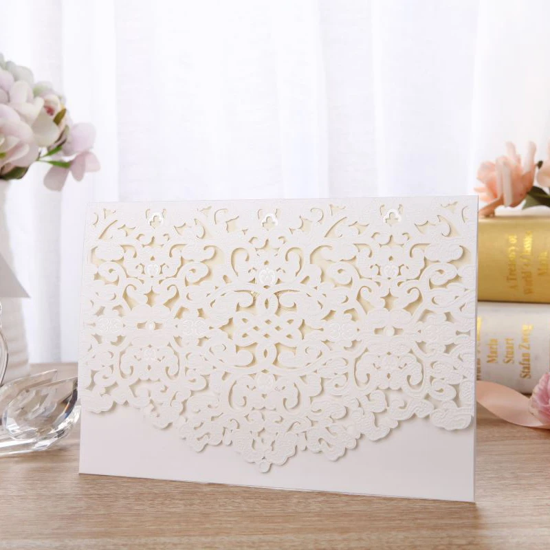 1 шт. белый лазерный разрез роскошные свадебные приглашения с цветочным рисунком