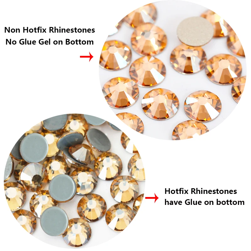 

New arrival ss3 - ss30 Golden Shadow Hotfix steentj Non hot fix Nail Rhinestones Crystal Loose Strass Nail cristaux swarovsky