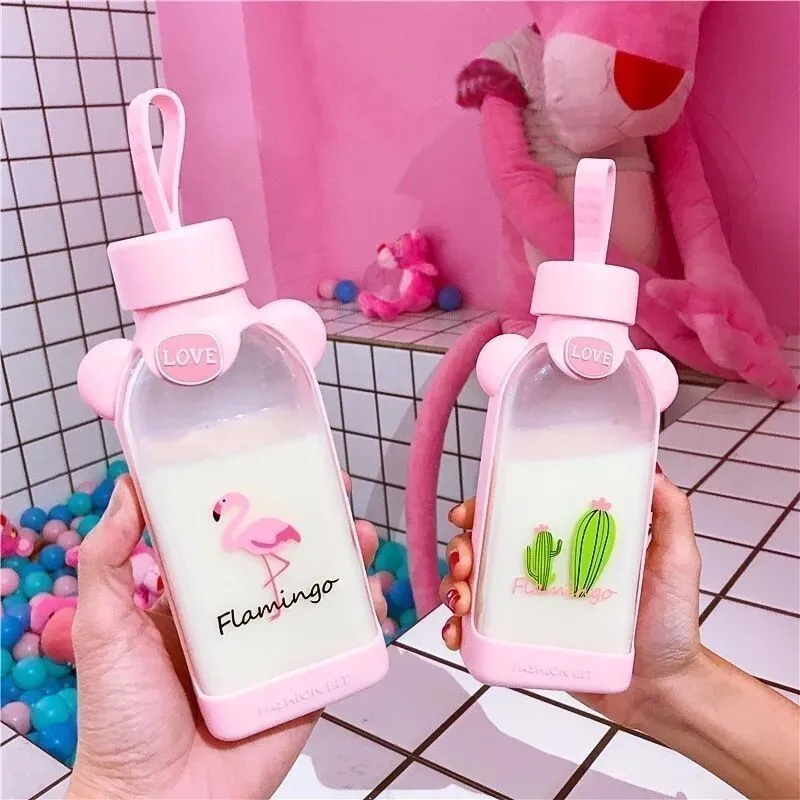 Бутылка для воды новые розовые кактусы стеклянные женские Девушки напиток