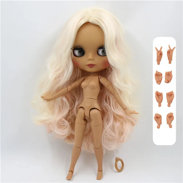 doll with hand B Фабрика Блит куклы 1/6 bjd совместных тело темно-матовая кожа лица розовый и светлые волосы BL2352/3139/340 30 см - Цвет: doll with hand B