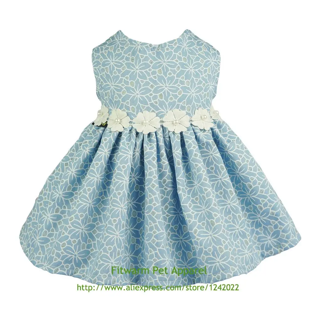 Fitwarm элегантная джинсовая одежда с цветочным рисунком для домашних животных