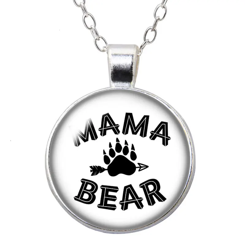 ZB1040-07 Love Mama Bear фото серебро/бронза кулон ожерелье 25 мм стекло кабошон для женщин девочек ювелирные изделия подарок на день рождения 50 см - Окраска металла: ZB1040-07
