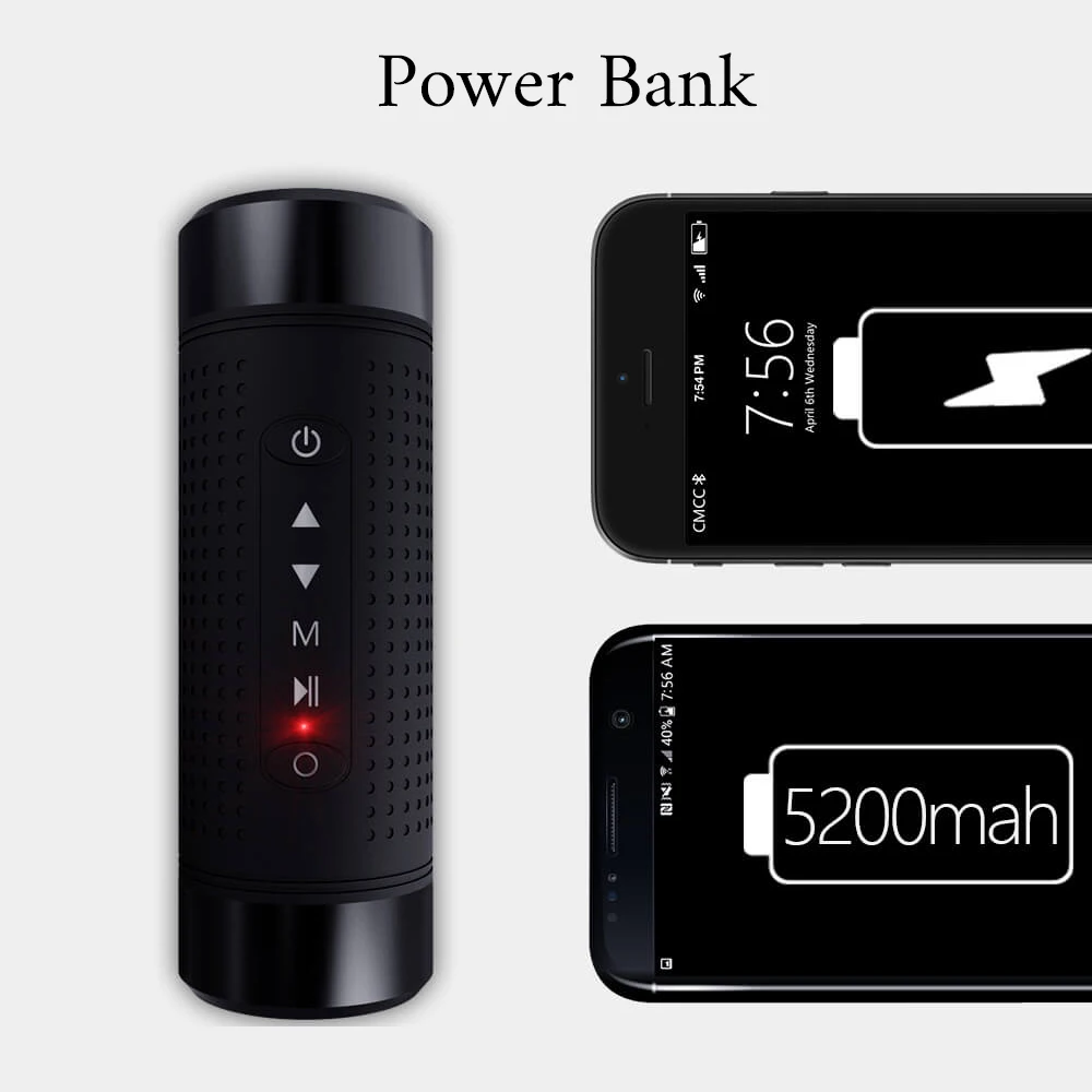 Rovtop открытый беспроводной Bluetooth динамик стерео музыка портативный сабвуфер бас динамик с 5200 мАч банк питания и светодиодный светильник Z2