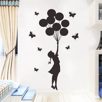 carved butterfly balloon girl wall sticker for girl childrens rooms decoration mural home decor art decals wallpaper stickers