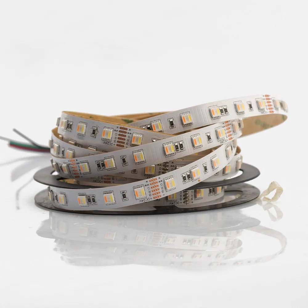 RGB+ CCT Светодиодная лента 5050 60 светодиодный/метр 12 в 24 В 5 в 1 чипы CW+ RGB+ WW Гибкая двойная регулируемая температура RGB Светодиодная лента e