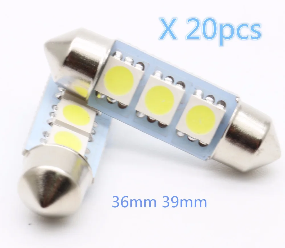 20 шт./лот 36 мм/39 мм 3SMD 5050 AC/DC 12V автомобиль свет иллюминационных гирлянд купольная