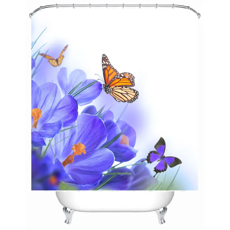 Curtain Style1 XYZLS брендовая Высококачественная Новая роскошная бабочка/красная роза 3D Водонепроницаемая занавеска для душа Ванная комната полиэстер занавеска s - Цвет: Curtain Style1