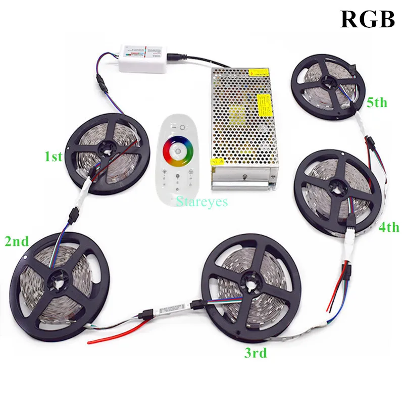 Светодиодная лента 5 м 10 м 15 м 20 м 25 м 30 м SMD 5050 RGB RGBW 300 светодиодный 12 В IP20 IP65 водонепроницаемая гибкая лента светодиодный набор лент