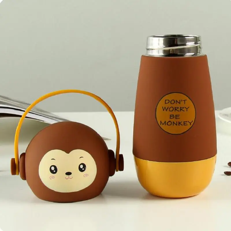 260 мл Мультфильм Термосы бутылка для воды из нержавеющей стали уплотнение термо