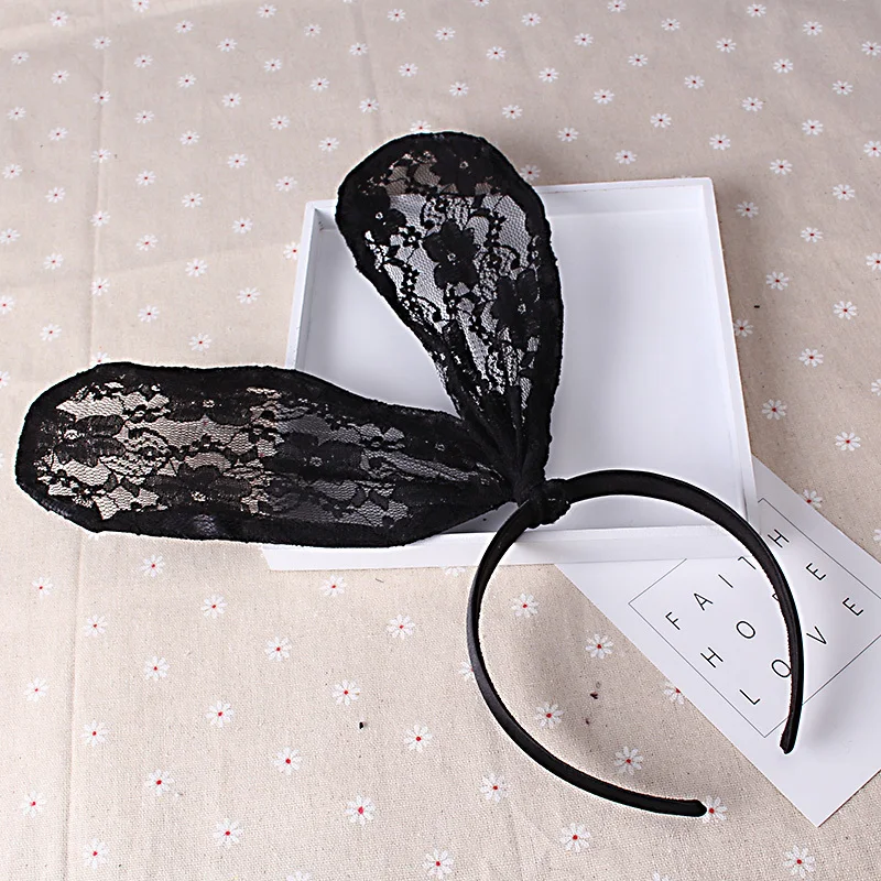 MISM Cute Flower Lace Bunny Hairband Women Korean Headband Sexy Ears Girls Female Party Prom Hairpins Hair Accessories | Аксессуары для