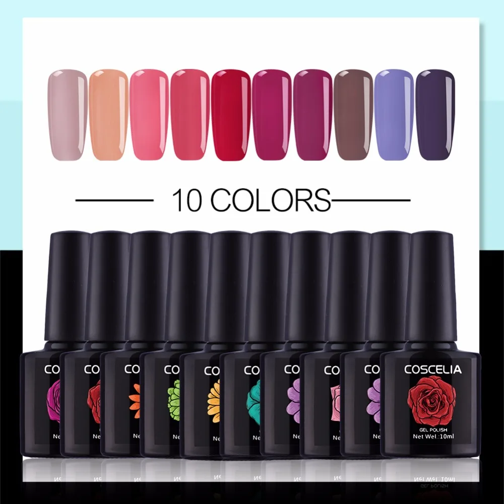 10 шт./лот Soak Off ногтей набор для гелевого маникюра Маникюр Gel Nail исчезает База Топ