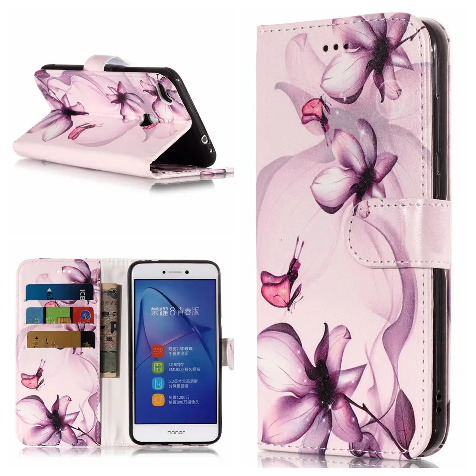 Винтажный чехол с тотемным цветком для huawei P20 P9 P8 Lite mate 10 9 Pro Lite Y7 из искусственной кожи Мягкий силиконовый чехол с держателем DP01G