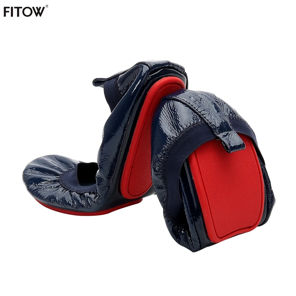 2 пар/лот модные складные балетки с красной подошвой женские кожаные на плоской