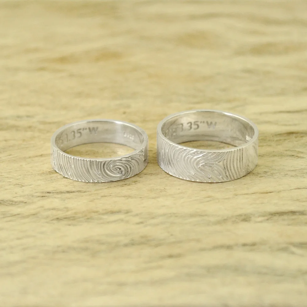 Кольцо с отпечатком пальца для пары индивидуальное кольцо на заказ подарок день