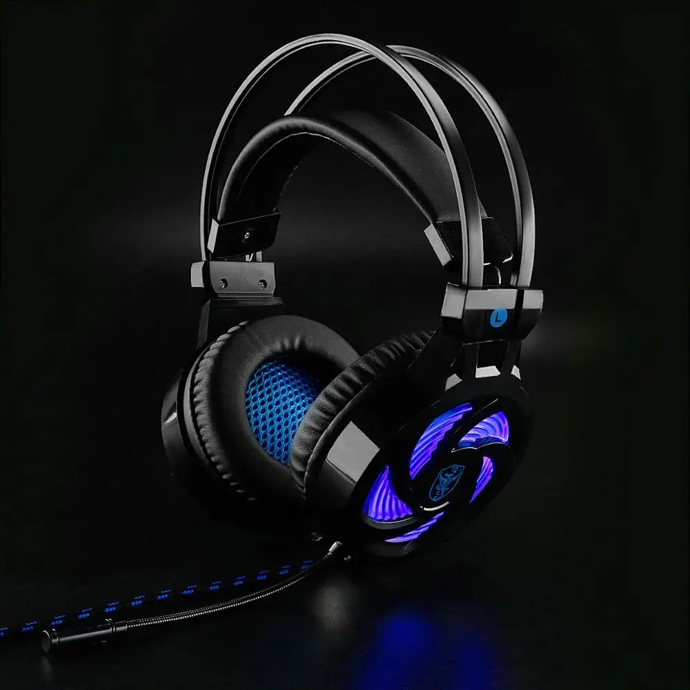 USB855 led black Soyto, USB, стерео игровая гарнитура, 7,1, Virtual Surround Bass, игровые наушники с микрофоном, светодиодный светильник для компьютера, ПК, геймера - Цвет: USB855 led black