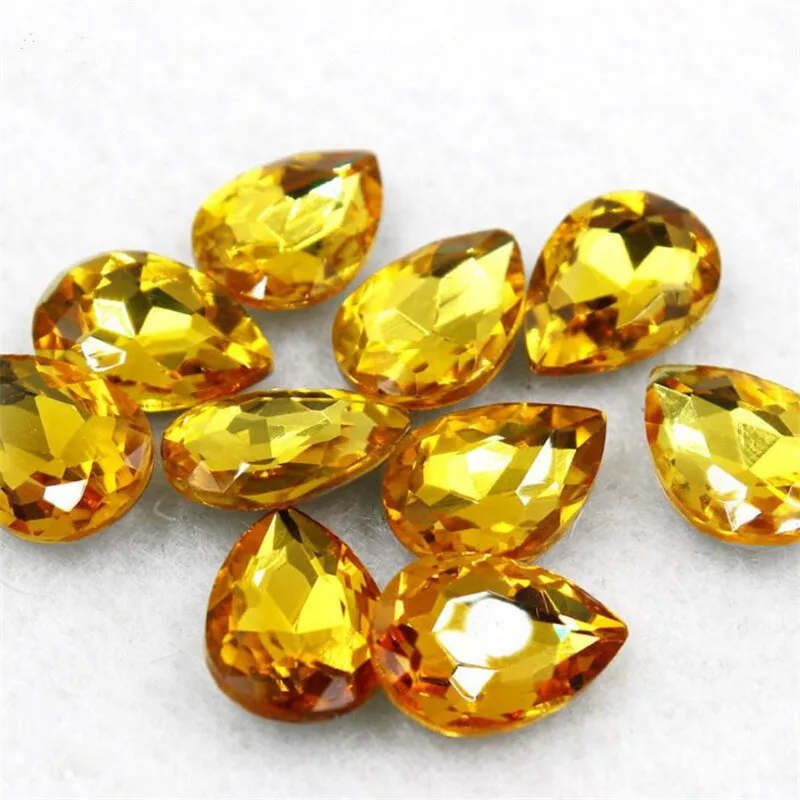 Свободные острые Кристаллы Стразы с топазом желтого цвета в форме кристаллов для