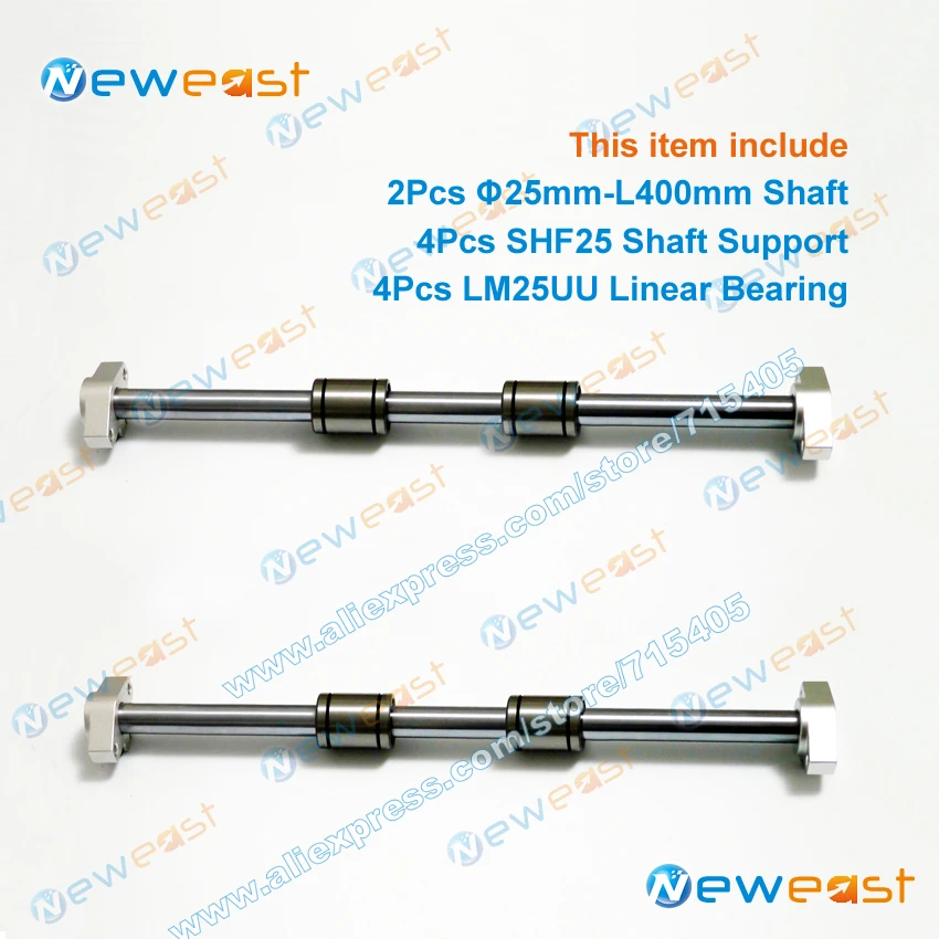 2 шт. диаметром 25 мм x 400 фото + 4 SHF25 опорная рейка вала подшипника LM25UU|rail support|shaft support