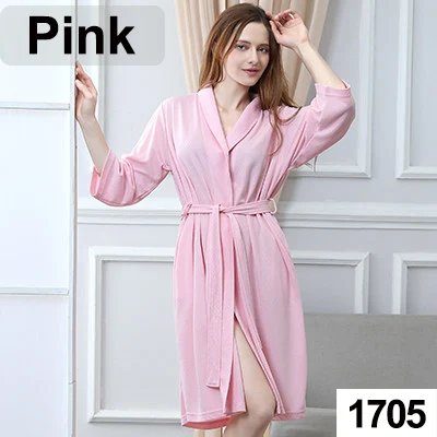 Women Pink Для женщин летние сосать пот трикотажные Добби халат сексуальный кимоно Банный халат Femme невесты Халаты Свадебные халат Для мужчин Ночное - Цвет: Women Pink