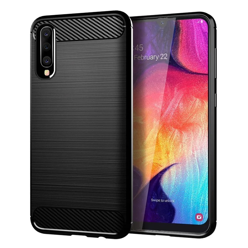 Case for Samsung Galaxy A10 A20 A30 A40 A50 A60 A70 Silicone Soft TPU Brushed Carbon Fiber Texture Cover sfor |