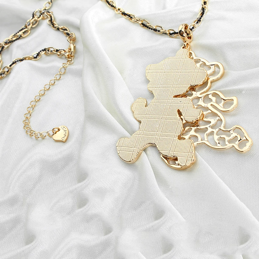 Новое ювелирное изделие позолоченное ожерелье с маленьким медвежонком Женская