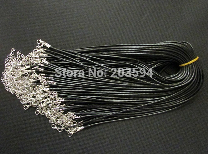 

100pcs 1.5mm Black Waxed Necklace Cord With Lobster Clasp
