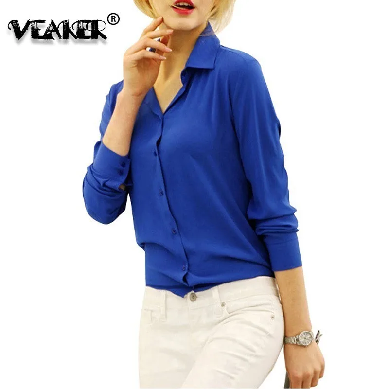 

2018 Women Business Office Lady OL shirts Chiffon Blouses Womens Tops Shirt Blouses Fashion Red Blue Black Shirts Plus Size 2XL