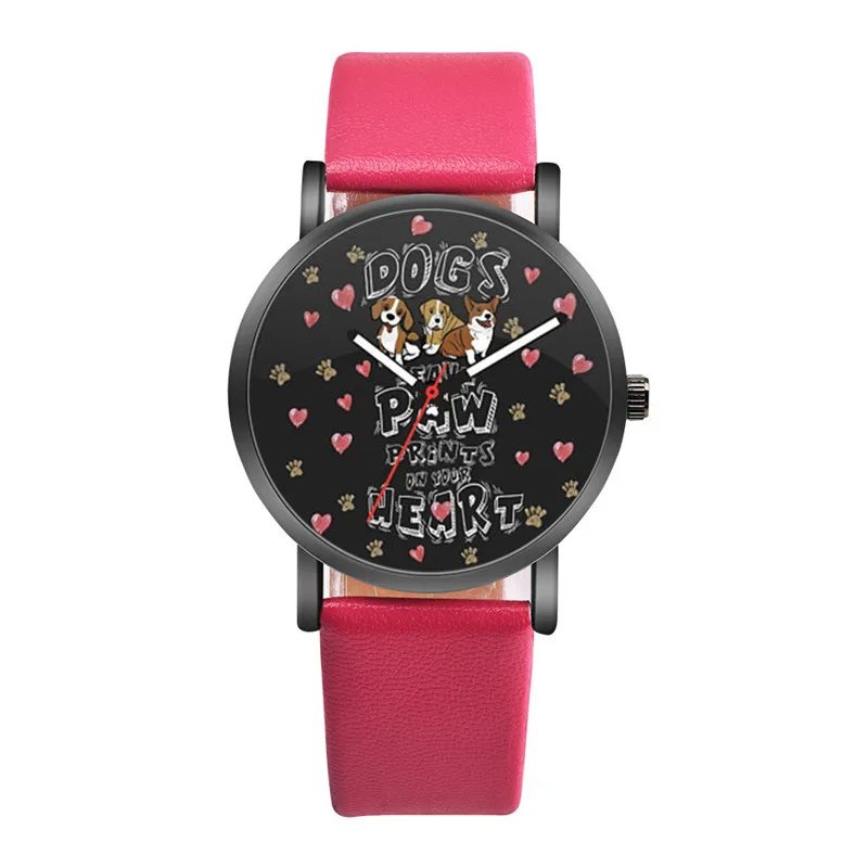 Hot Pink Horloge Dames WOK18302 модные часы с милым рисунком собаки, женские часы в свежем Стиле, популярные женские часы, Relogio Feminino@ 50 - Цвет: Hot Pink