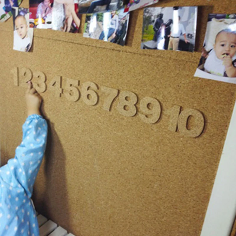 DIY Cork Wood 10 Number Sticker Set Self-stick Phellem Wall Wooden Color Message Board White 0-9 | Канцтовары для офиса и дома