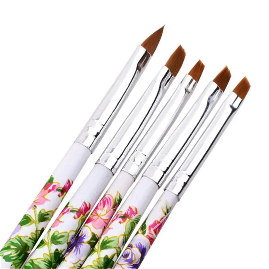 5 комплектов ногтей UV гель акриловых кисть Pen Set Дизайн Маникюр Инструмент Nail Art