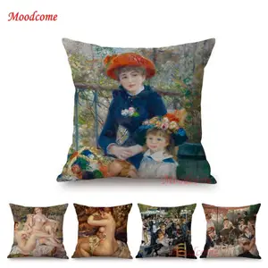 Французский Импрессионизм художник Пьер Огюст Ренуар знаменитый Живопись Домашний Декор Наволочка льняной диван