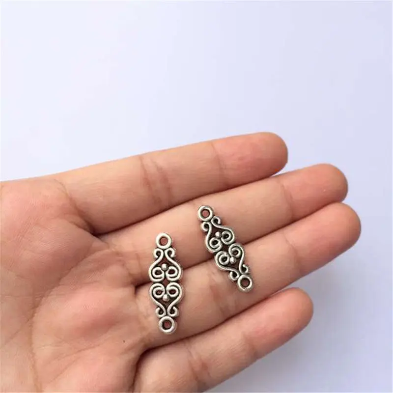 Цветочный ломтик с двумя разъемами Бронзовый Серебряный цинковый сплав DIY