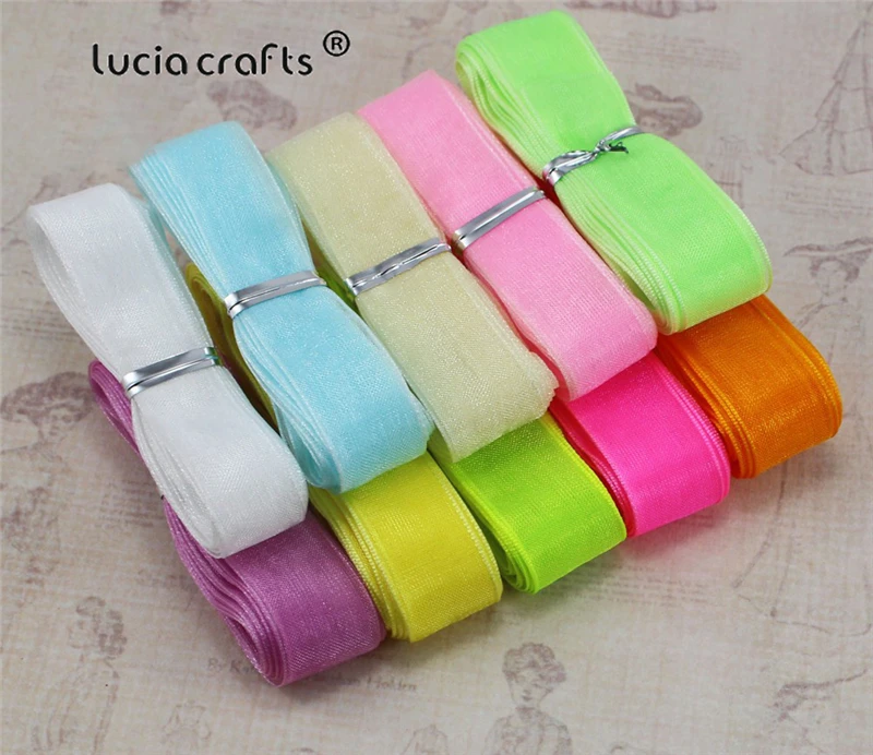 Lucia crafts 10/15/20 мм смешанные цвета лента из органзы для упаковки и банта 30y/Лот, 3y/цвет P0204