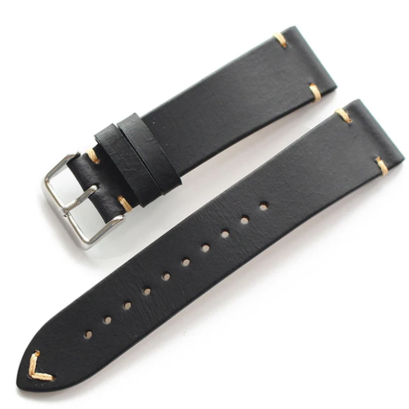 Ремешок ручной работы из натуральной кожи для часов Seiko Omega 18 19 20 21 22 мм|leather watch band