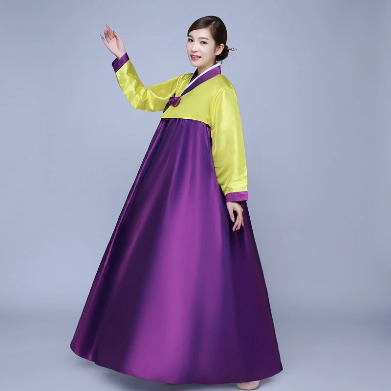 Разноцветное платье Традиционный корейский Костюм-ханбок женское корейское