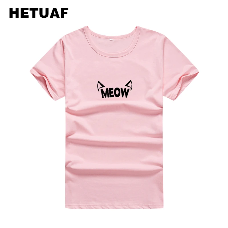 HETUAF мяу Kawaii принтовые тройники Для женщин 2018 битник Печать Симпатичные майки из