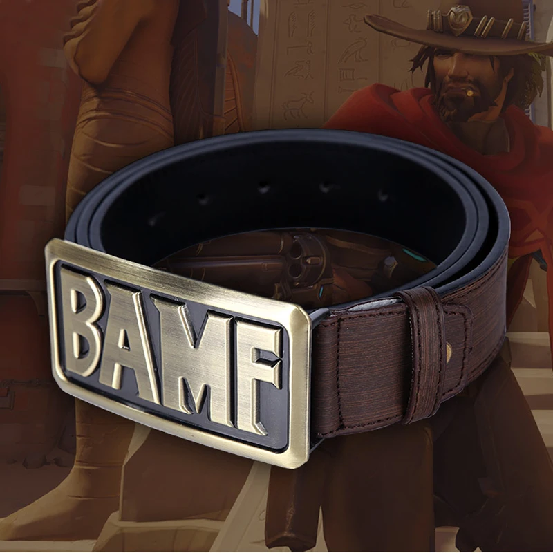 Ремень bamf для косплея коричневый ремень из искусственной кожи с пряжкой