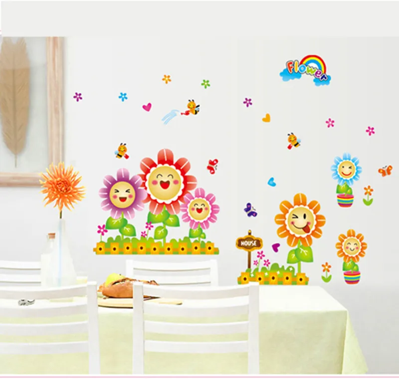 Подсолнечник полив сад DIY Настенная Наклейка роспись домашние наклейки