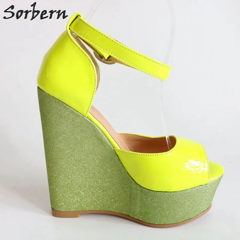 Женские блестящие сандалии с открытым носком на платформе и высоком