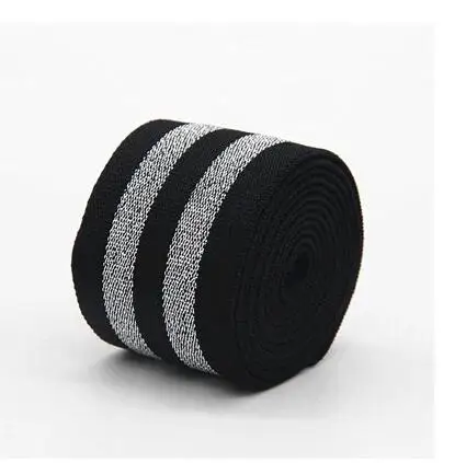 black silver 4cm Резинка 4 см ширина мягкий Блестящий золотистый Серебристый РЕЗИНКИ 40 мм шитье DIY сумка шляпа одежда платье аксессуары для одежды 1 м - Цвет: black silver 4cm
