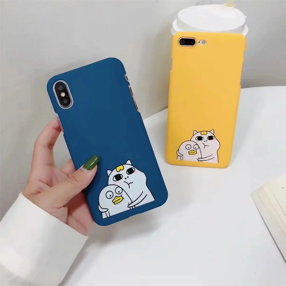 Милый чехол для телефона с рисунком животных iPhone 8 7 6 Plus X Матовый Жесткий