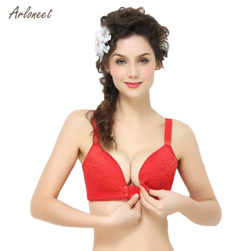 

ARLONEET pregnancy clothes nursing bra underwear Pregnant women without rims lace front buttoned breastfeeding bra underwear
