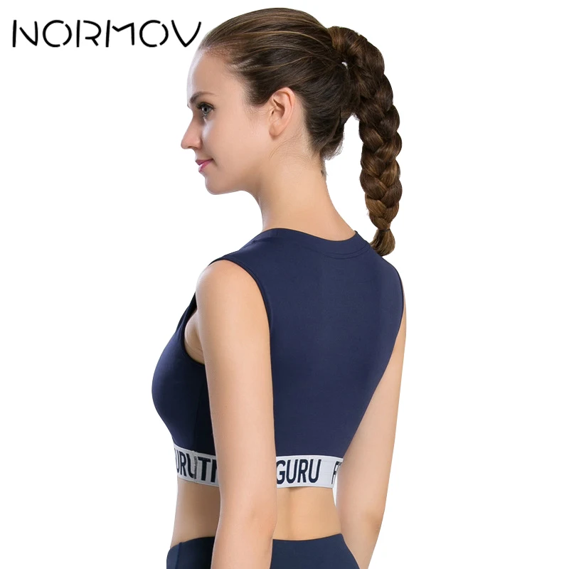 NORMOV спортивный бюстгальтер Йога Для женщин Сексуальная Push Up Crop Top Фитнес Костюмы